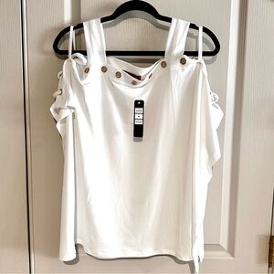 White open shoulder top
